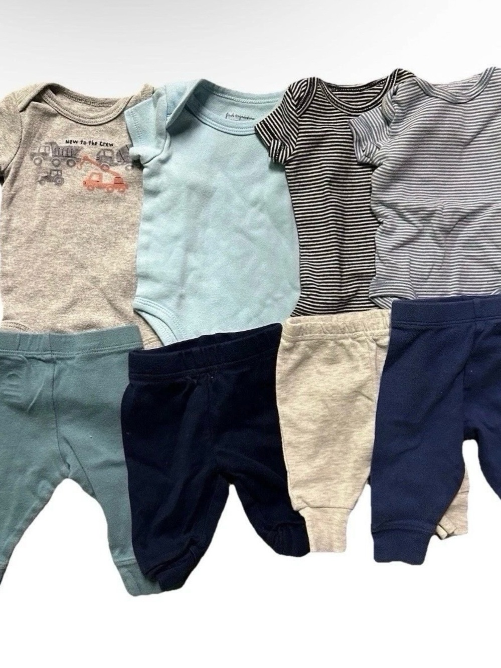 Baby Boy Solid Striped Bodysuits Pants Easy Mix & Match Size Newborn
